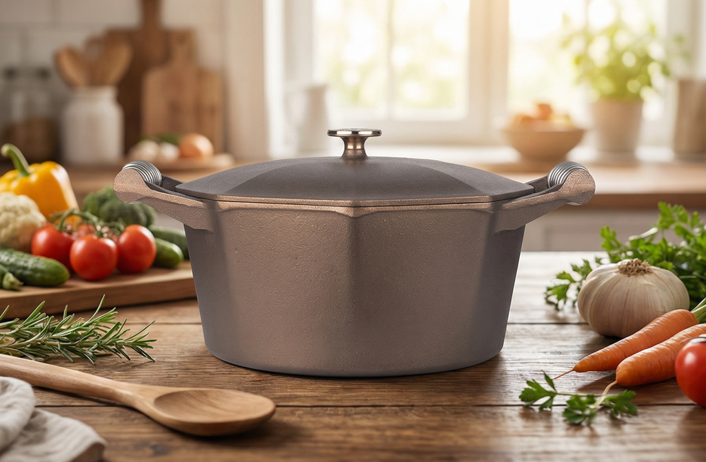 FINEX 5-Quart Cast Iron Dutch Oven, Modern Heirloom, Handcrafted in the USA, Pre-seasoned with Organic Flaxseed Oil