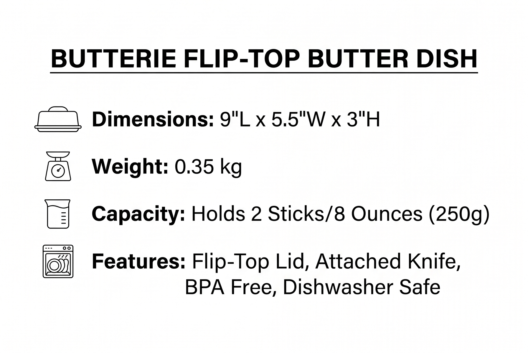 Butterie Flip Top Butter Dish with Attached Lid & Matching Knife - Holds 2 Sticks, Fits Kerrygold/European Butter - BPA Free & Dishwasher Safe - Orange