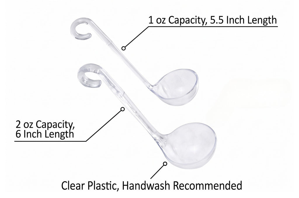 Chef Craft Plastic Dressing and Sauces Ladles, 1 Ounce 5.5 Inch and 2 Ounce 6 Inch 2 Piece Set, Clear