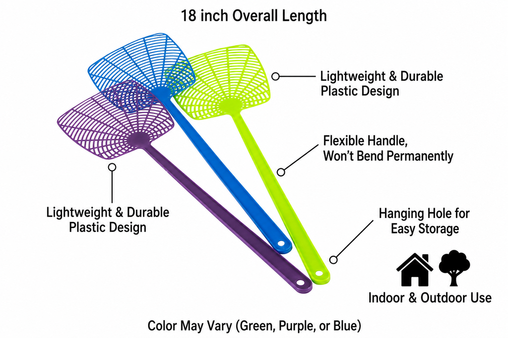 Chef Craft Select Plastic Fly Swatter, 18 inch 1 Piece, Color May Vary