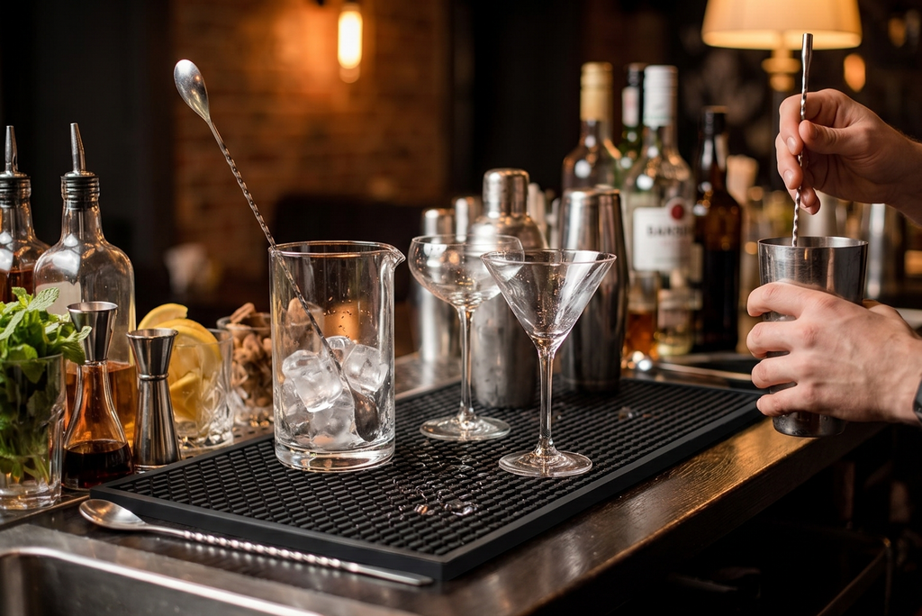 Premium A Bar Above Heavy Duty Bar Mat, Food Safe Silicone Mat, Mats for Bartending and Coffee, Commercial Strength Bartender Accessories, Dish Drying Mats for Kitchen Counter, Barista Accessories