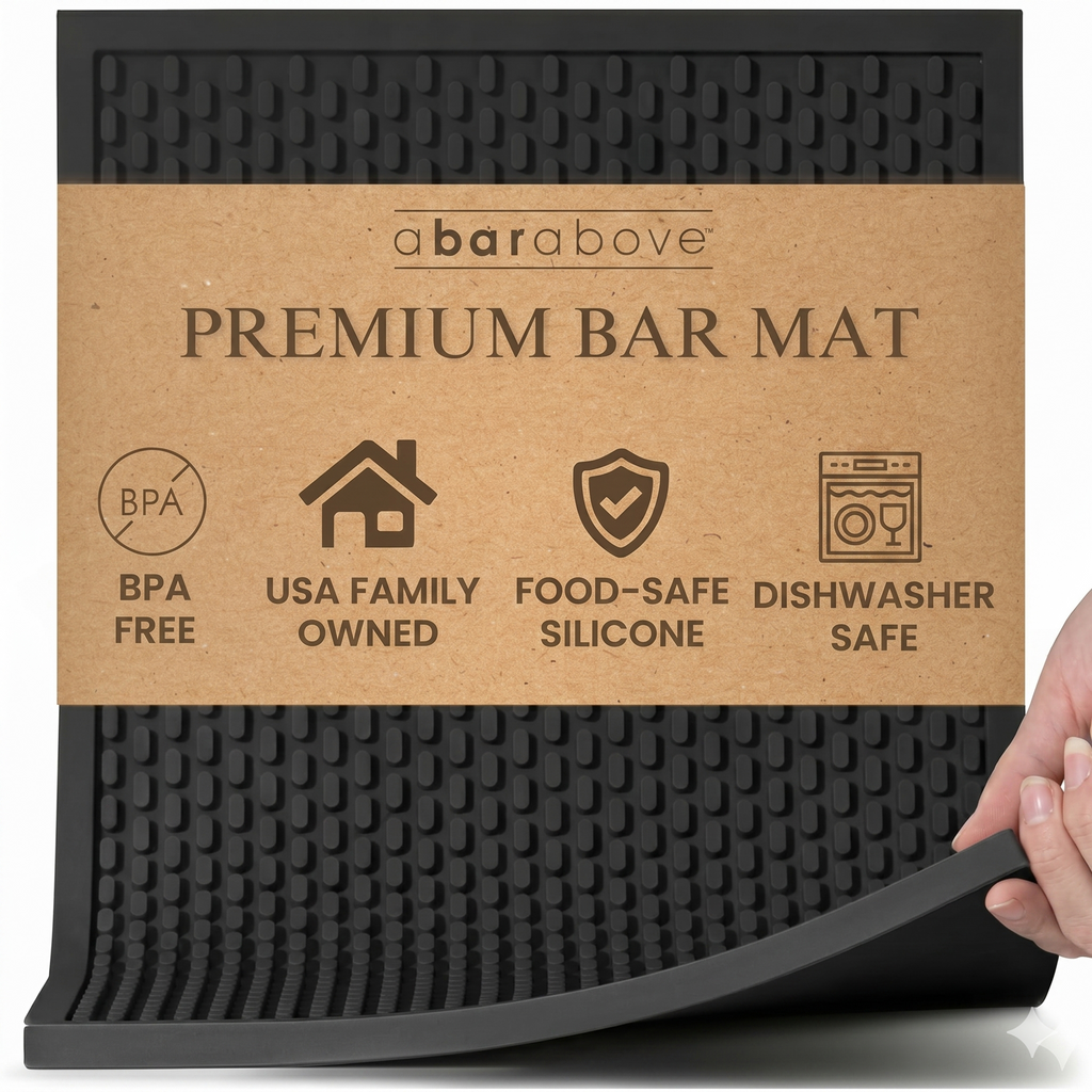 Premium A Bar Above Heavy Duty Bar Mat, Food Safe Silicone Mat, Mats for Bartending and Coffee, Commercial Strength Bartender Accessories, Dish Drying Mats for Kitchen Counter, Barista Accessories