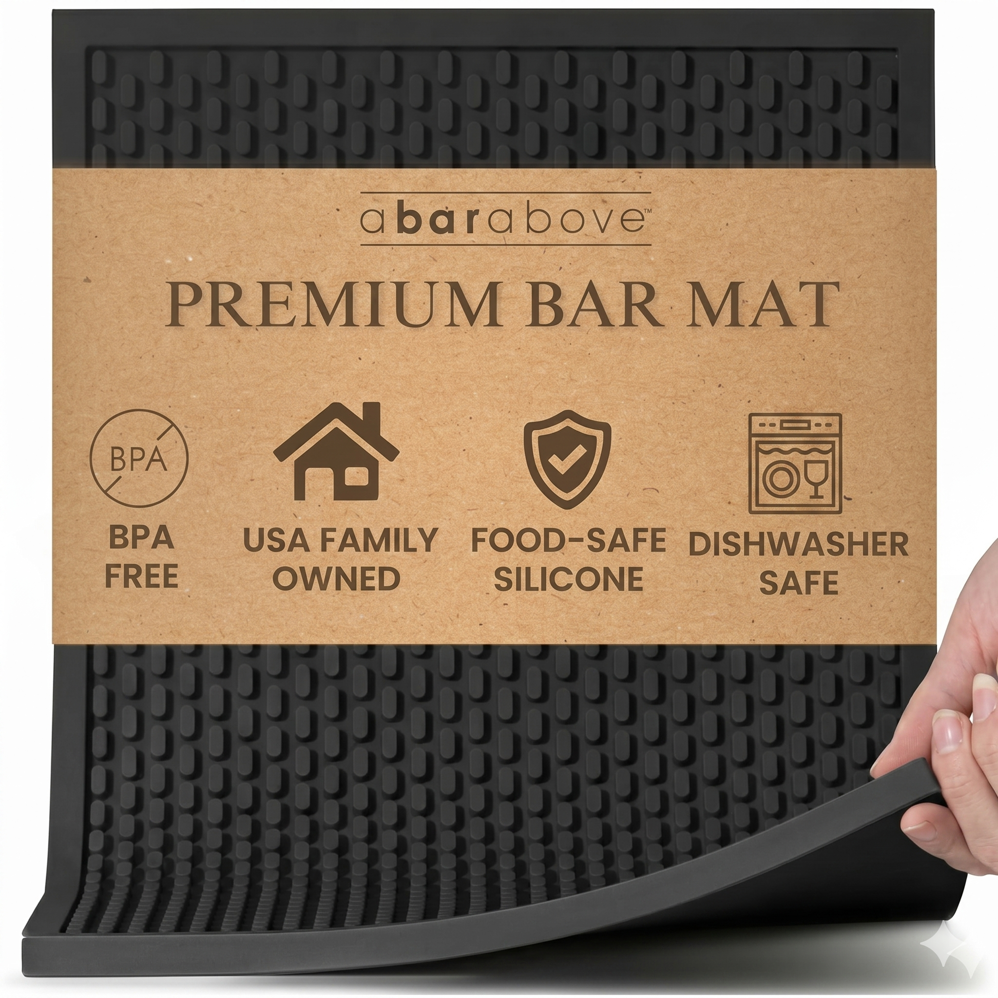 Premium A Bar Above Heavy Duty Bar Mat, Food Safe Silicone Mat, Mats for Bartending and Coffee, Commercial Strength Bartender Accessories, Dish Drying Mats for Kitchen Counter, Barista Accessories