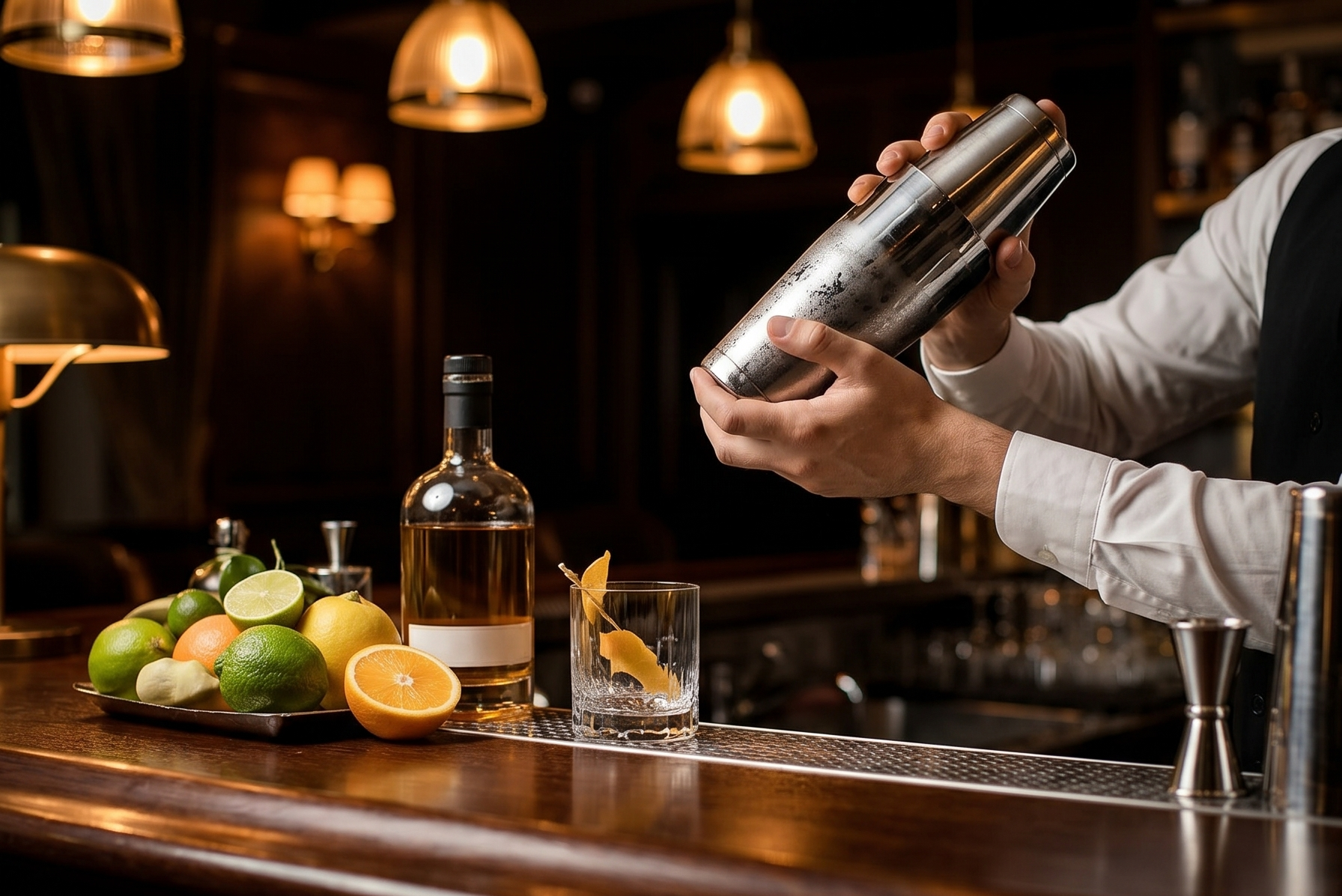 A Bar Above Cocktail Shaker Set, 4-Piece Professional Bartender Kit with Boston Shaker, Strainer and Jigger, Stainless Steel Bar Accessories for Craft Cocktails, Silver