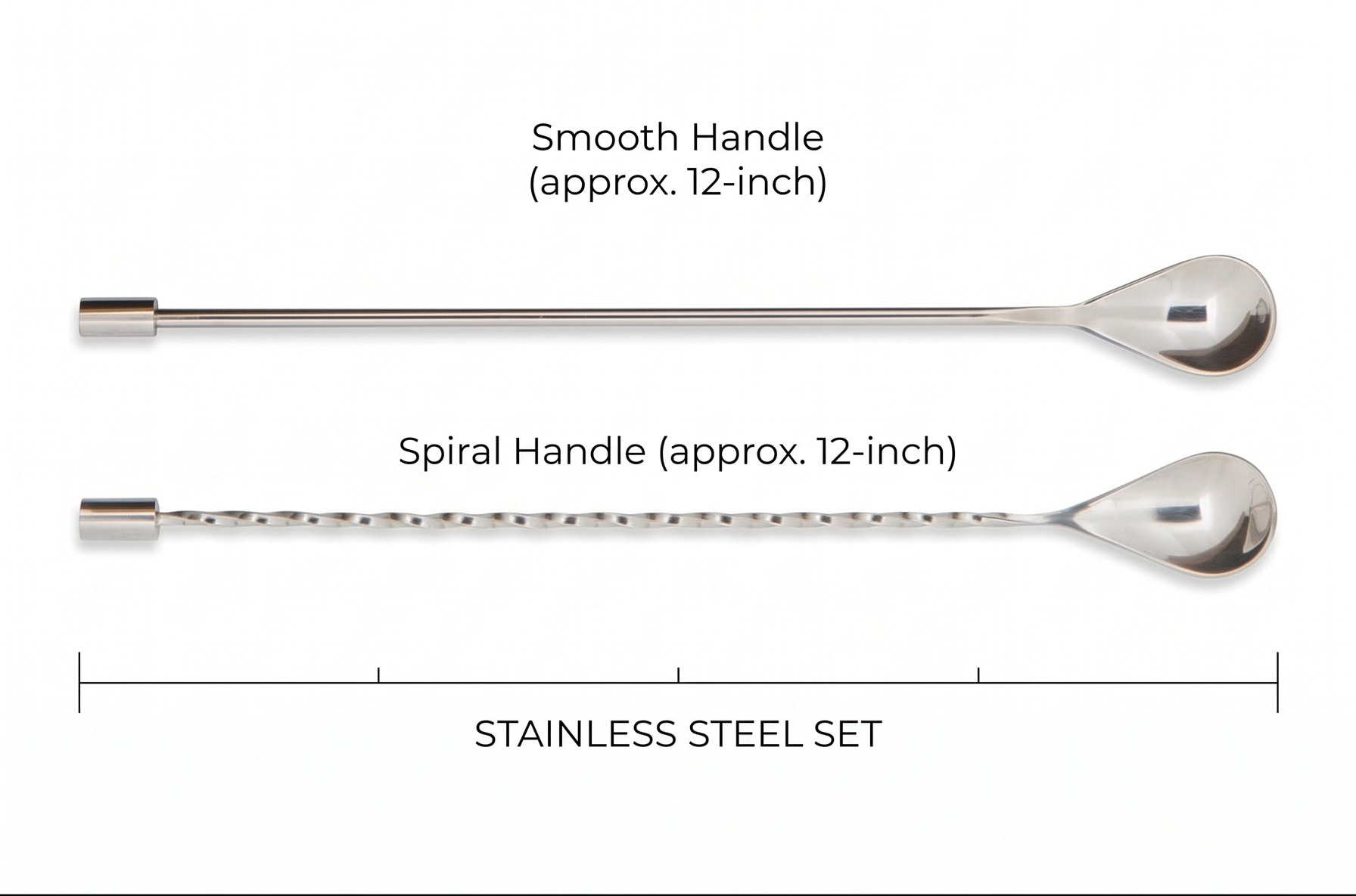 A Bar Above Bar Spoon Set, Spiral Handle, Stainless Steel Mixing Spoons for Cocktail Mixer Set, to Stir and Layer, Basic Professional or Home Bars Accessories (Stainless Steel, Combo)