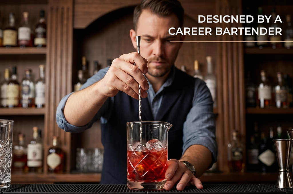 A Bar Above Cocktail Mixing Glass, Diamond Cut Enhanced Annealed Lead-Free Crystal Stirring Pitcher, Thick Weighted Base for Stable Stirring, 18 Oz Drink Mixer for Craft Cocktails at Home or Bars