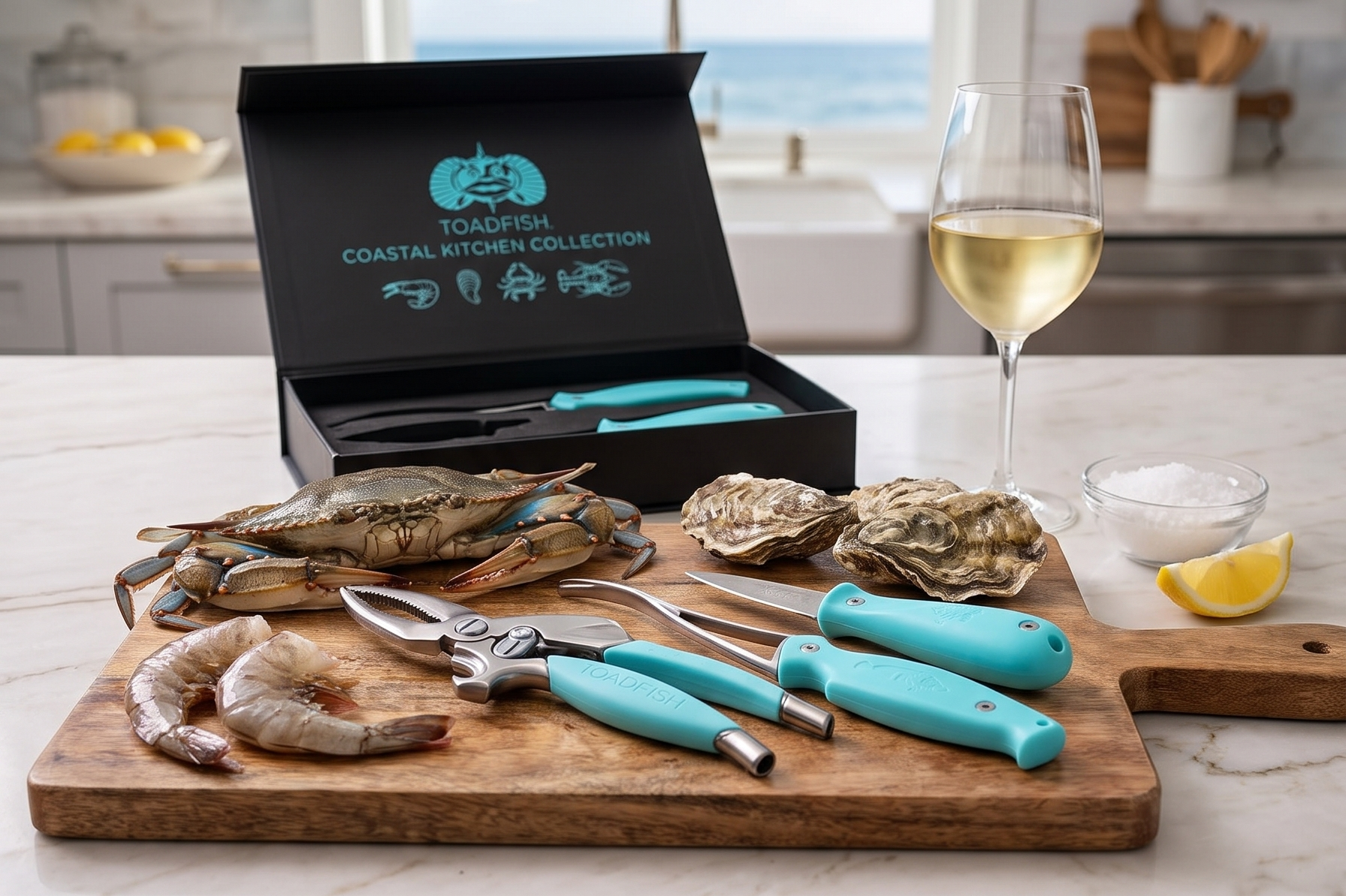 Toadfish Coastal Kitchen Collection - Includes Crab Cracker, Shrimp Deveiner, and Oyster Knife Outfitters