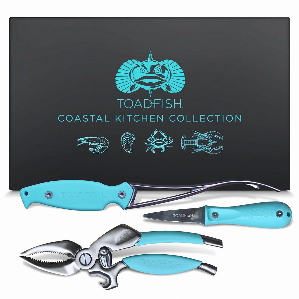 Toadfish Coastal Kitchen Collection - Includes Crab Cracker, Shrimp Deveiner, and Oyster Knife Outfitters