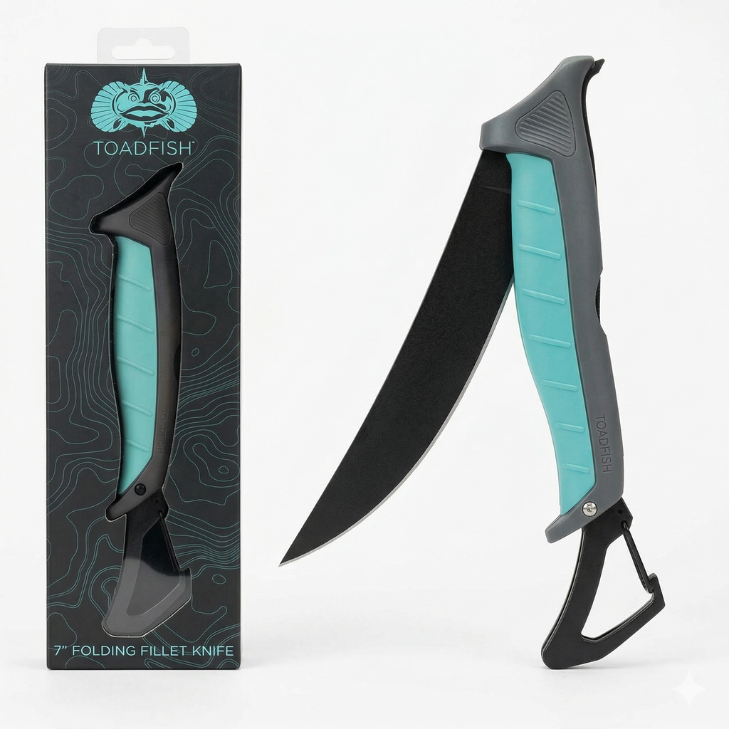Toadfish Stowaway Folding Filet Knife with Built in Carabiner -7inch