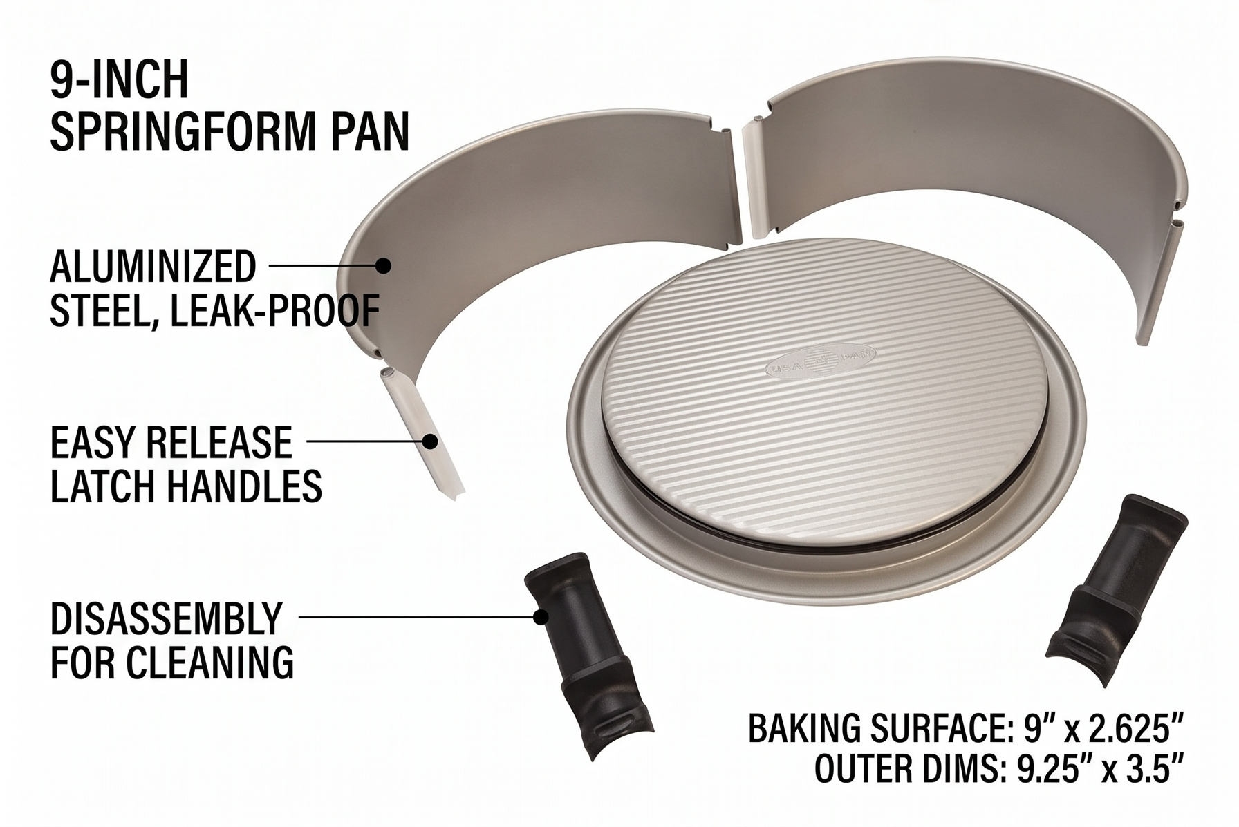 USA Pan Global Leak-Proof Classic Nonstick Springform Pan, 9-Inch