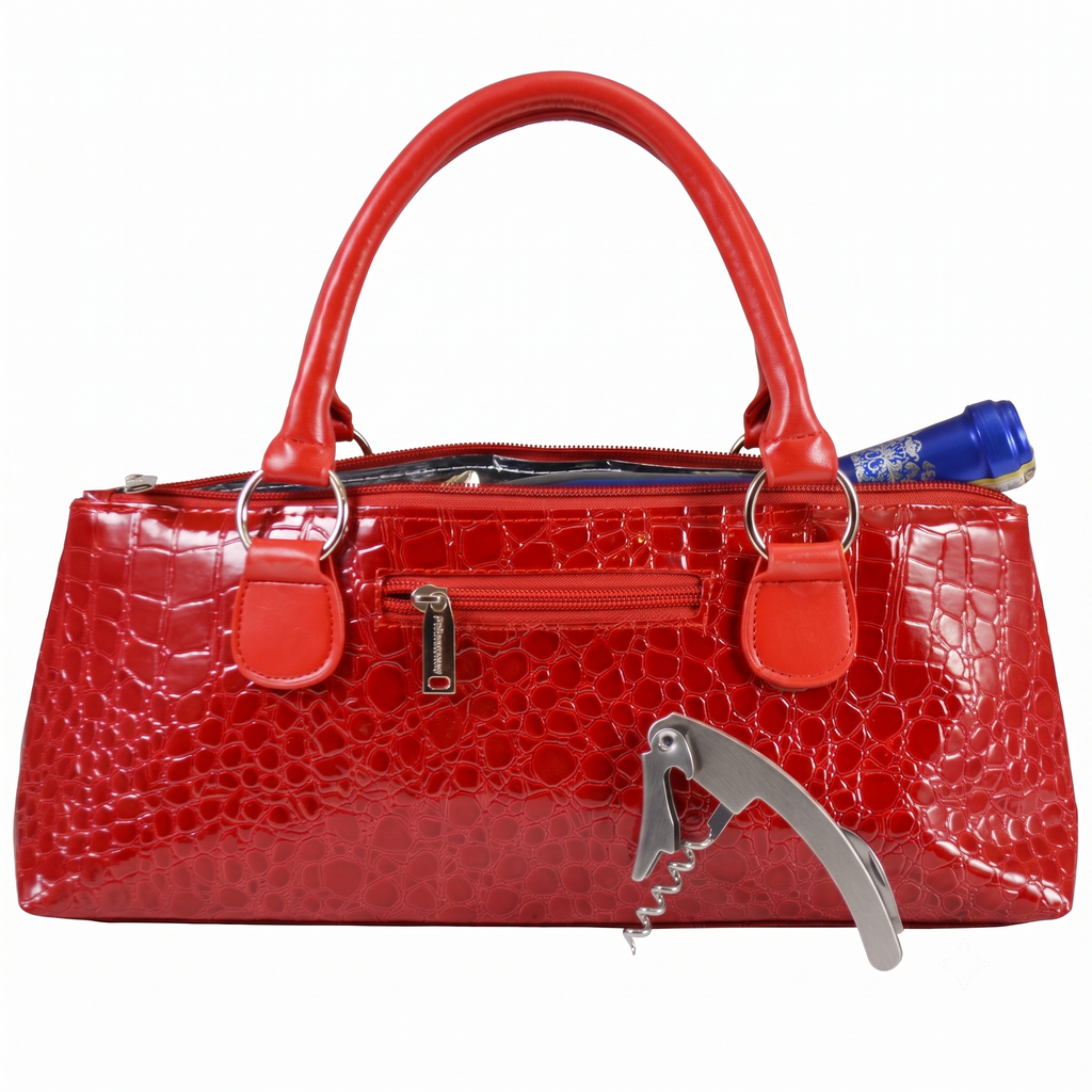 Primeware Wine Clutch Bag (Thermal Insulated) Trendy Women’s Carry Tote | Holds Red & White 750mL Bottles | Trendy Fashion | Incl. Portable Waiter-Style Corkscrew
