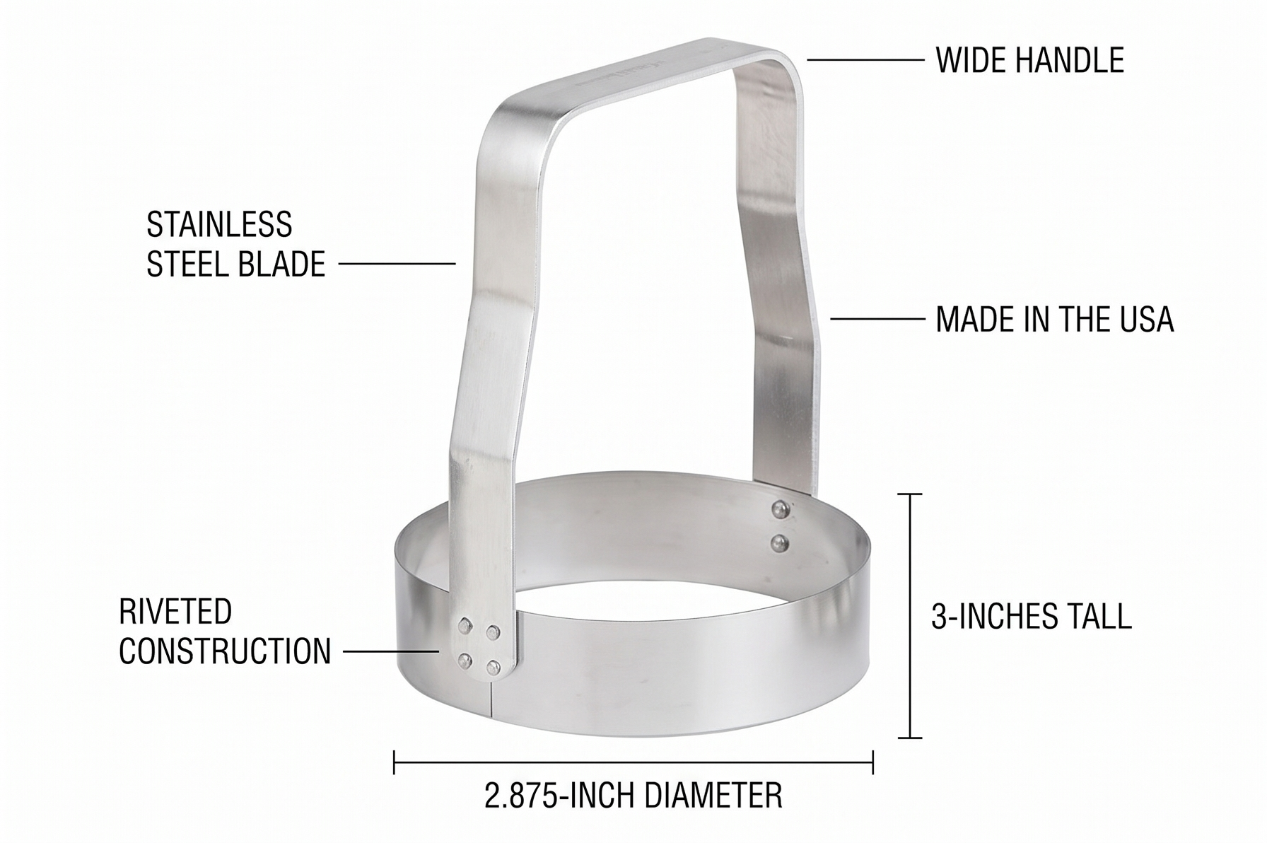 Kwik-kut Kwik Kut Plain Edge Manual Food Chopper, Stainless Steel Blade, 2.875-Inch Diameter x 3-Inches Tall, Made in The USA, A, Silver