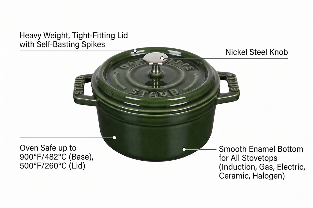 Staub Cast Iron 0.25-qt Mini Round Cocotte - Basil