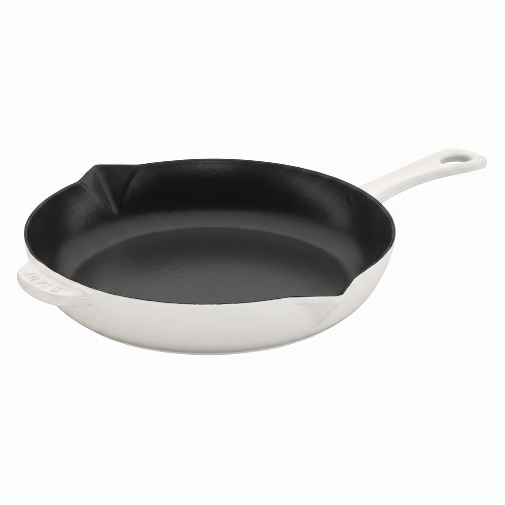STAUB Cast Iron 10-inch Fry Pan - White