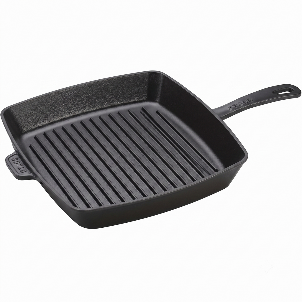 Staub Cast Iron 12-inch Square Grill Pan - Matte Black, Made in France