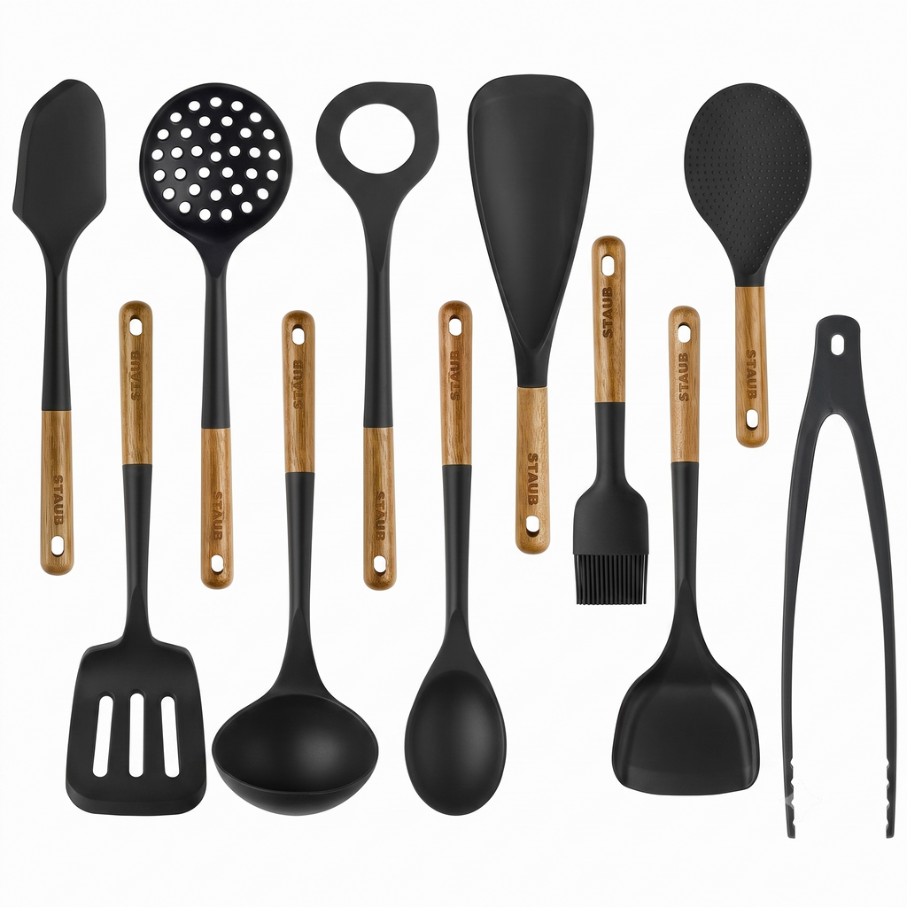 Staub Silicone with Wood Handle 11-pc Cooking Utensil Set
