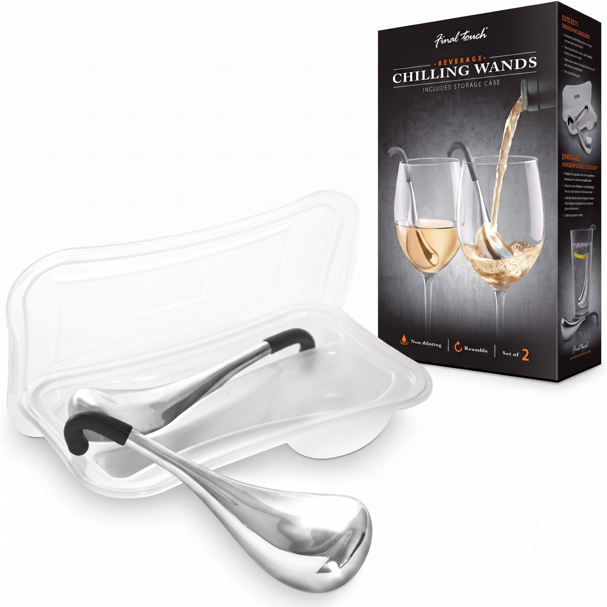 Final Touch Beverage Chilling Wands for Wine and Drinks - Set of 2 (FTC306)
