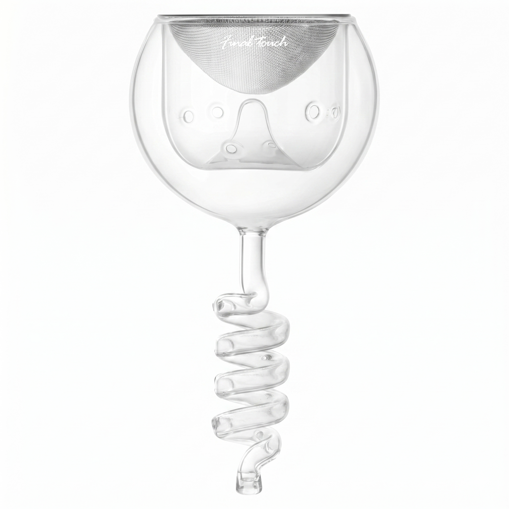 Final Touch Glass Twister Aerator Decanter - Wine Oxygenation System, 3 Phase Aeration, Stainless Steel Filter, Globe Design, Adapter & Stand (WDA918)