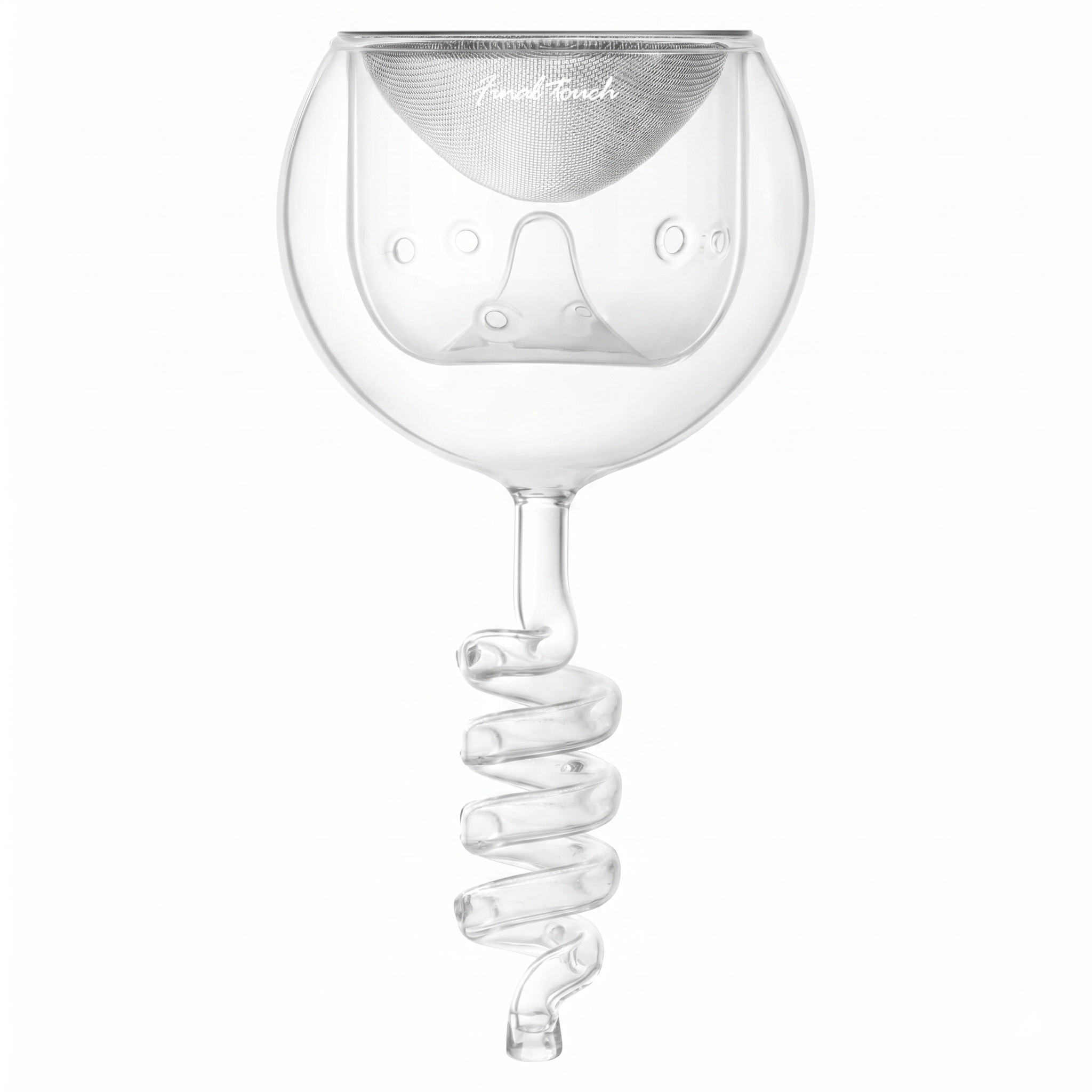 Final Touch Glass Twister Aerator Decanter - Wine Oxygenation System, 3 Phase Aeration, Stainless Steel Filter, Globe Design, Adapter & Stand (WDA918)
