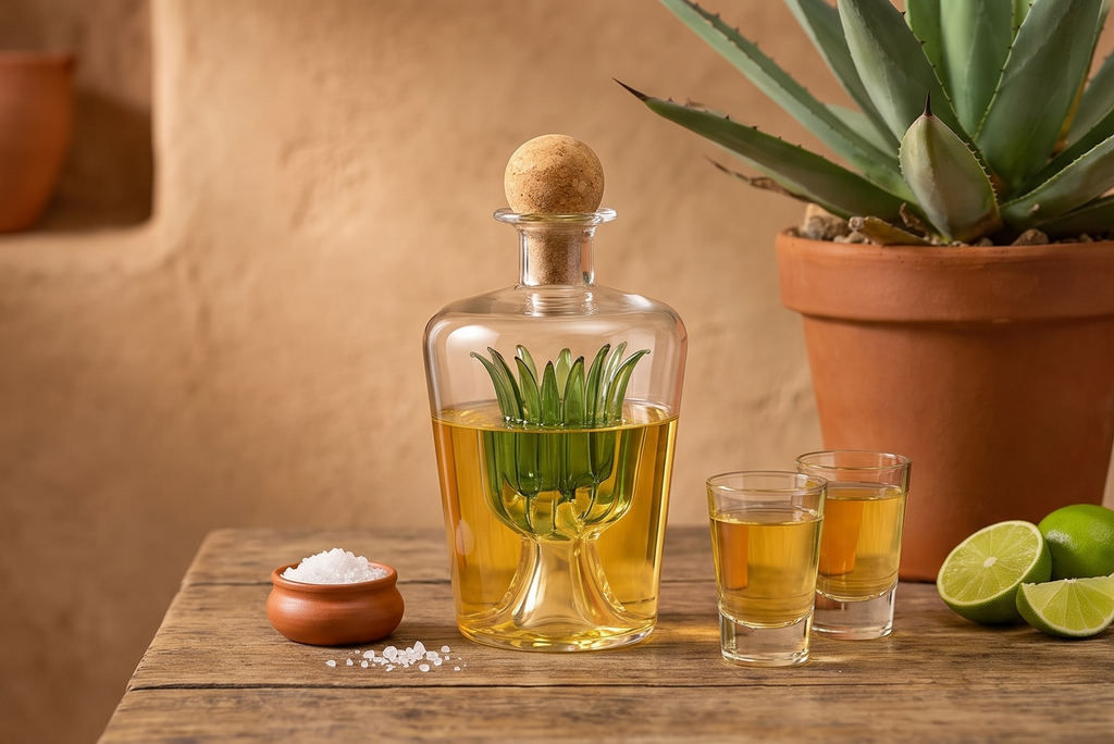 Final Touch Agave Tequila Decanter with Natural Cork Stopper 850 ml