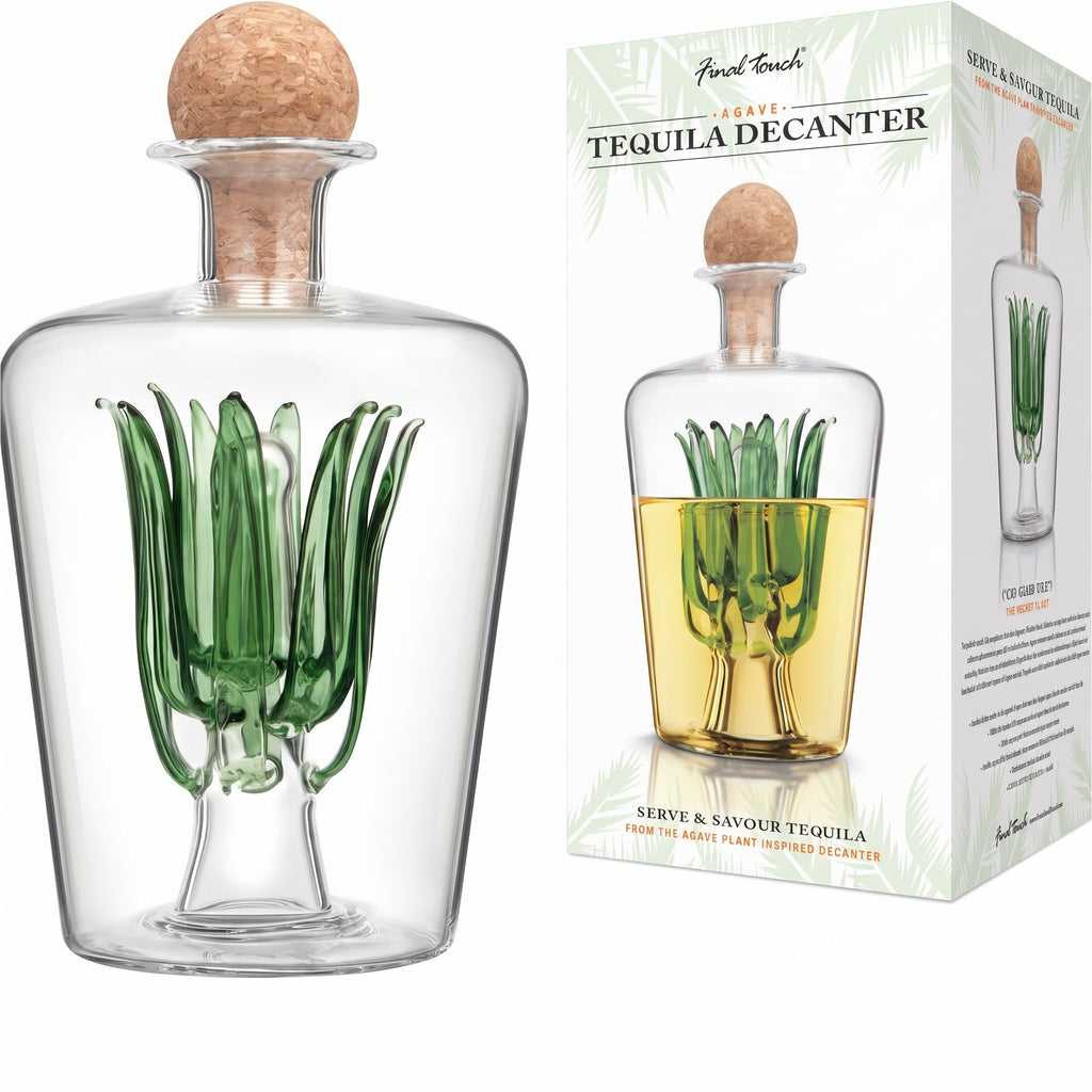 Final Touch Agave Tequila Decanter with Natural Cork Stopper 850 ml