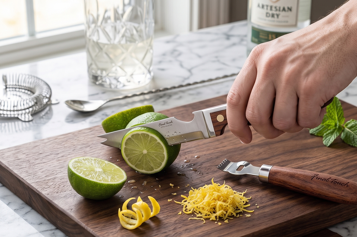 Final Touch Bar Knife Zester Cocktail Garnish Tool Set