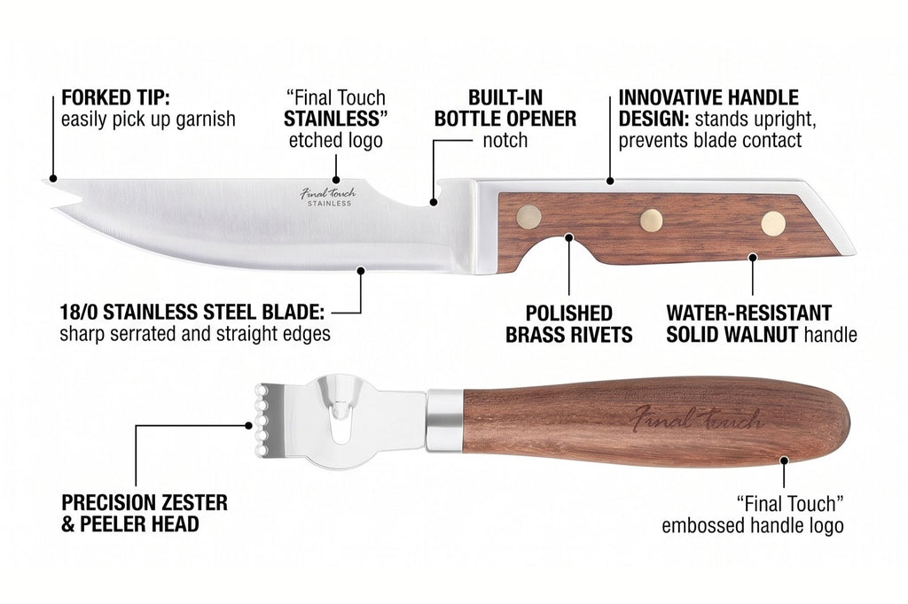 Final Touch Bar Knife Zester Cocktail Garnish Tool Set