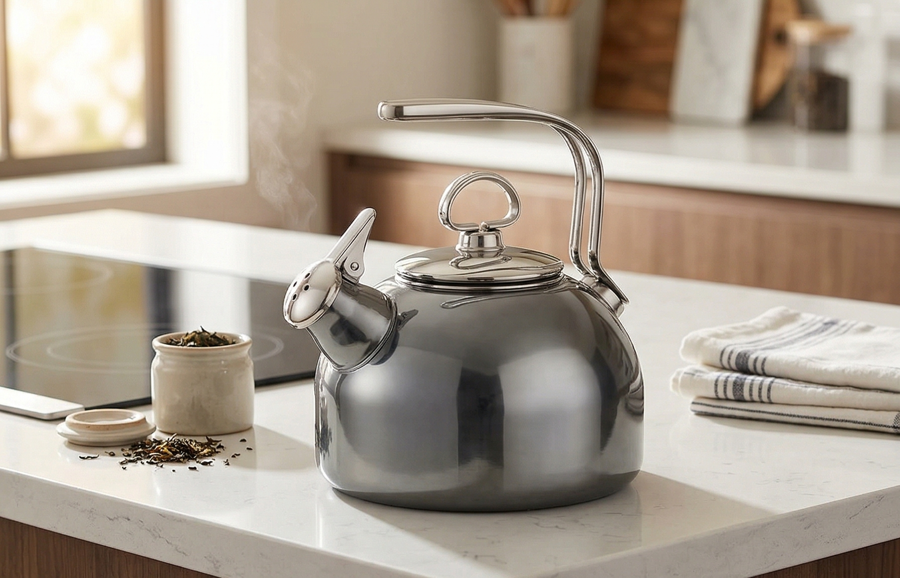 Chantal Classic Teakettle, 1.8 QT, Enamel On Steel, 2-Tone Harmonica Whistle, Rapid Boil and Even Heating (Onyx)