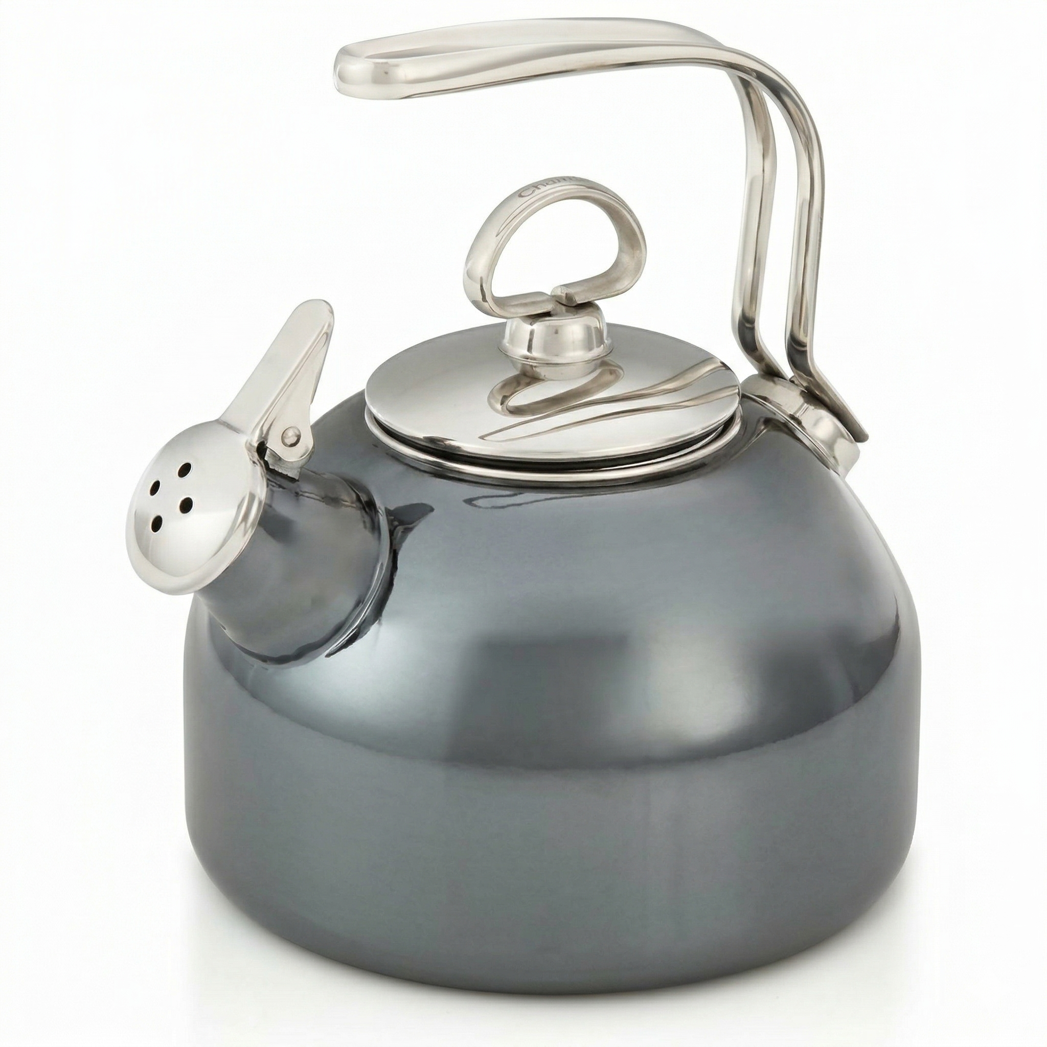 Chantal Classic Teakettle, 1.8 QT, Enamel On Steel, 2-Tone Harmonica Whistle, Rapid Boil and Even Heating (Onyx)