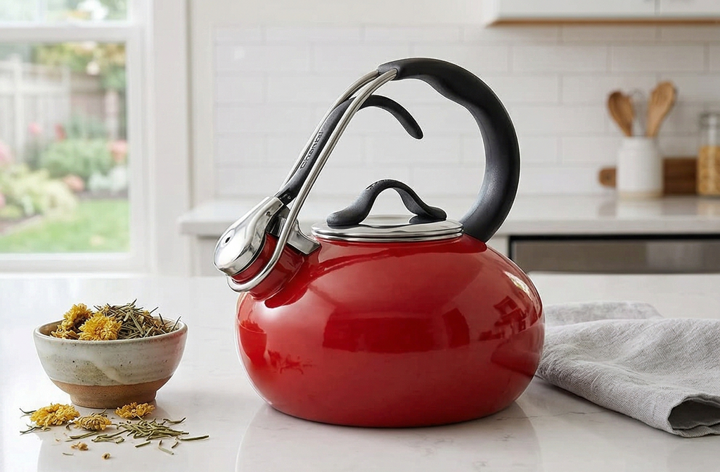 Chantal Classic Loop Enamel on Steel Whistling Tea Kettle, 1.8 quart (Red)