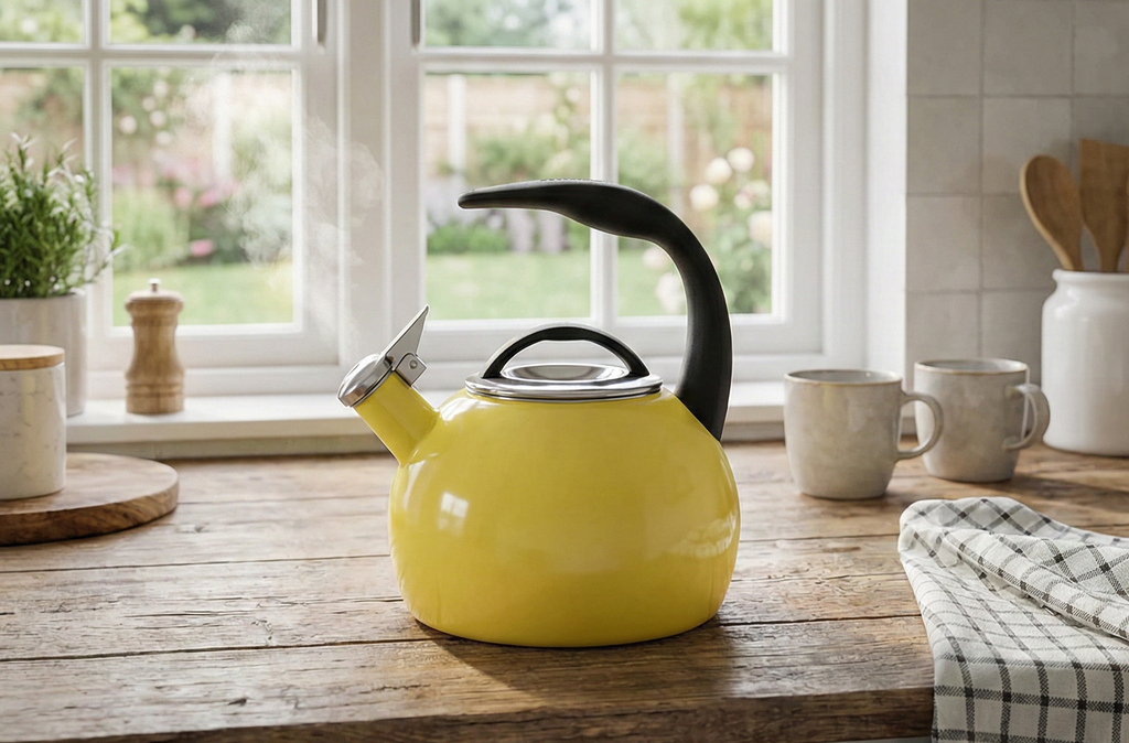 Chantal Anniversary Tea kettle, 2 Quart, Enamel Carbon steel, Whistling, Canary Yellow