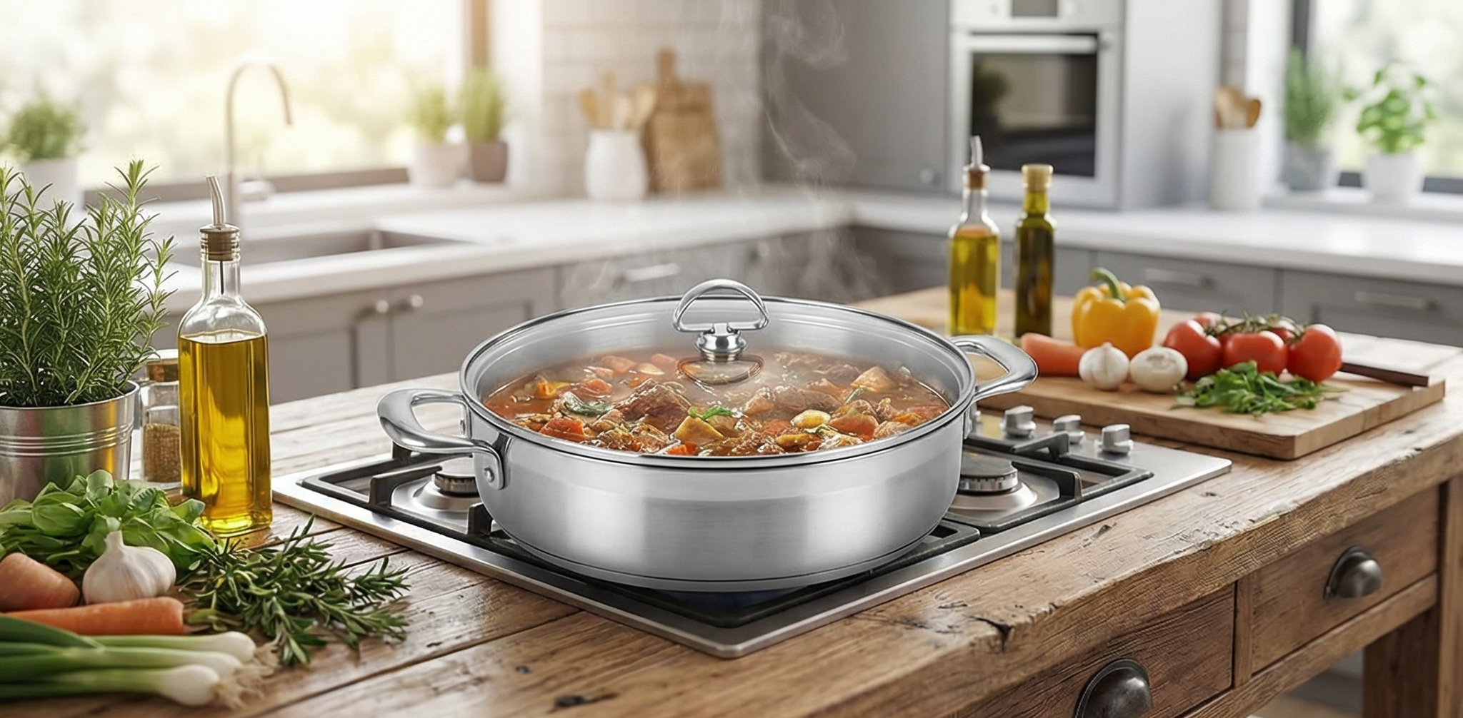 Chantal Induction 21 Steel Sauteuse with Glass Tempered Lid (5-Quart)