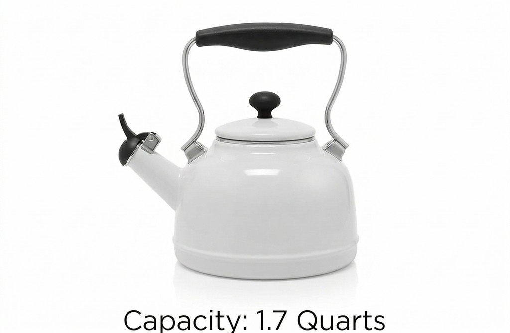 Chantal Tea Kettle, Vintage Series, Enamel on Steel, Whistling (White)