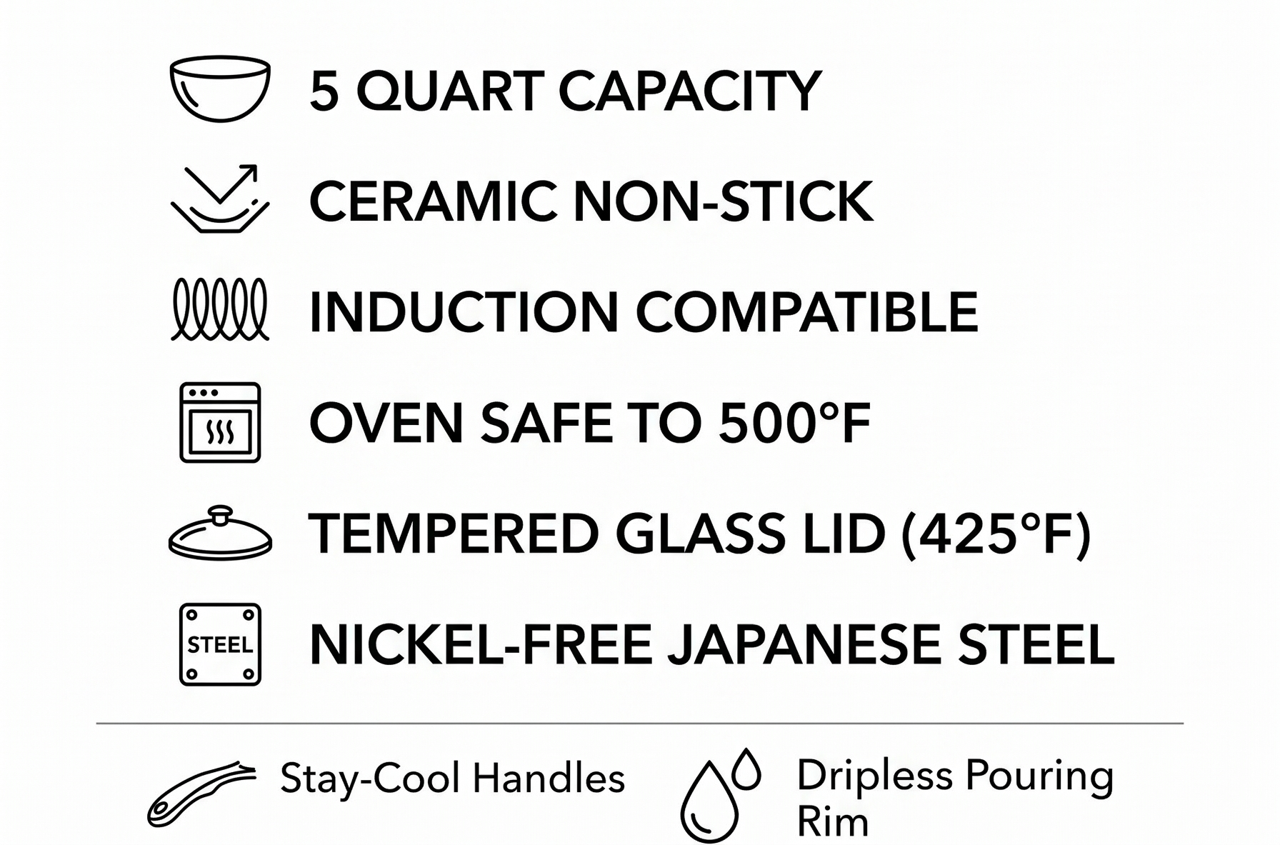 Chantal Induction 21 Steel 5 quart NonStick Saute Pan with Tempered Glass Lid, Ceramic Non Stick, Brushed Stainless Steel