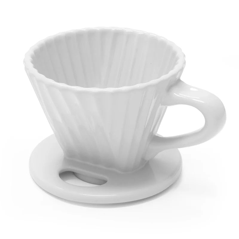 Chantal "Lotus" ceramic pour over coffee dripper, 8 ounces, White