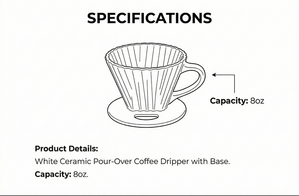 Chantal "Lotus" ceramic pour over coffee dripper, 8 ounces, White