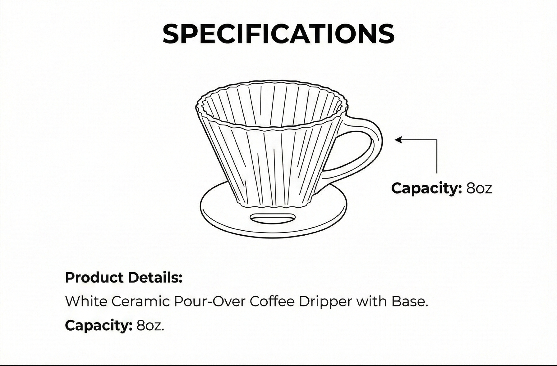 Chantal "Lotus" ceramic pour over coffee dripper, 8 ounces, White