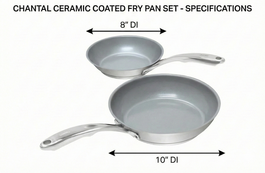 Chantal Induction 21 Steel 2-pc NonStick Fry Pan; includes 8 inch and 10 inch Fry Pans, Ceramic Non Stick