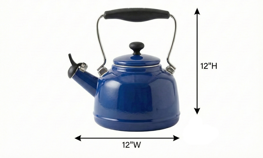 Chantal Tea Kettle, 1.7 QT, Vintage Series, Premium Enamel on Carbon Steel, Whistling, Even Heating & Quick Boil (Cobalt Blue)