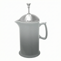 Chantal Stoneware French Press with Stainless Steel Plunger and Lid, 28 ounce capacity, Fade Grey