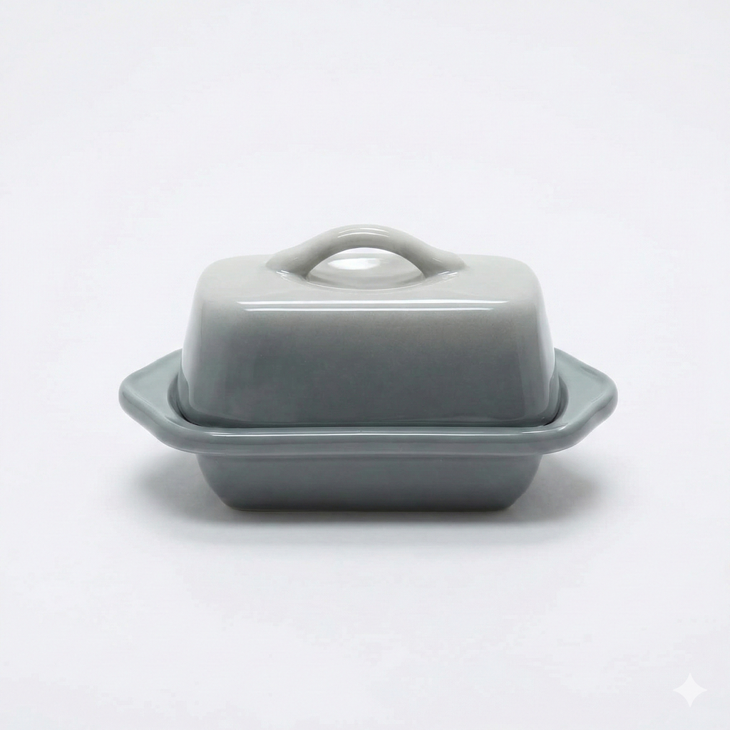 Chantal Ceramic Mini Covered Butter Dish, 5 inch, Fade Grey