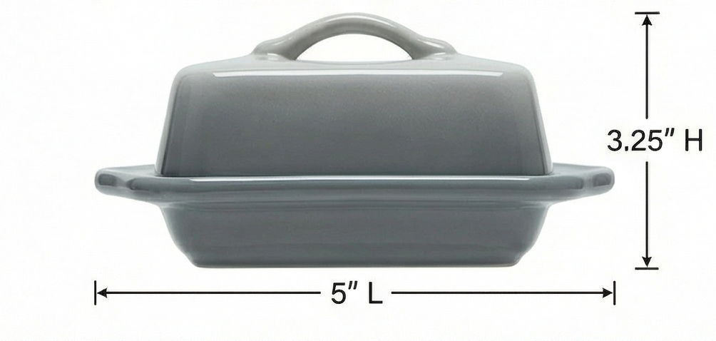 Chantal Ceramic Mini Covered Butter Dish, 5 inch, Fade Grey