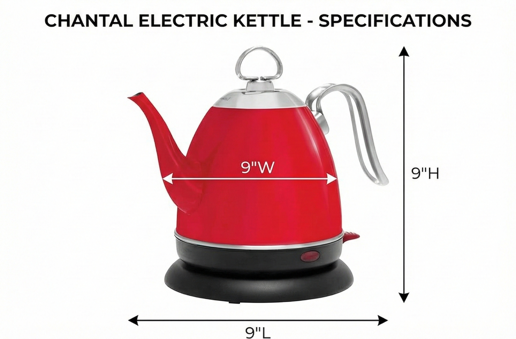 Chantal Mia Electric Kettle, 32 oz (Red)