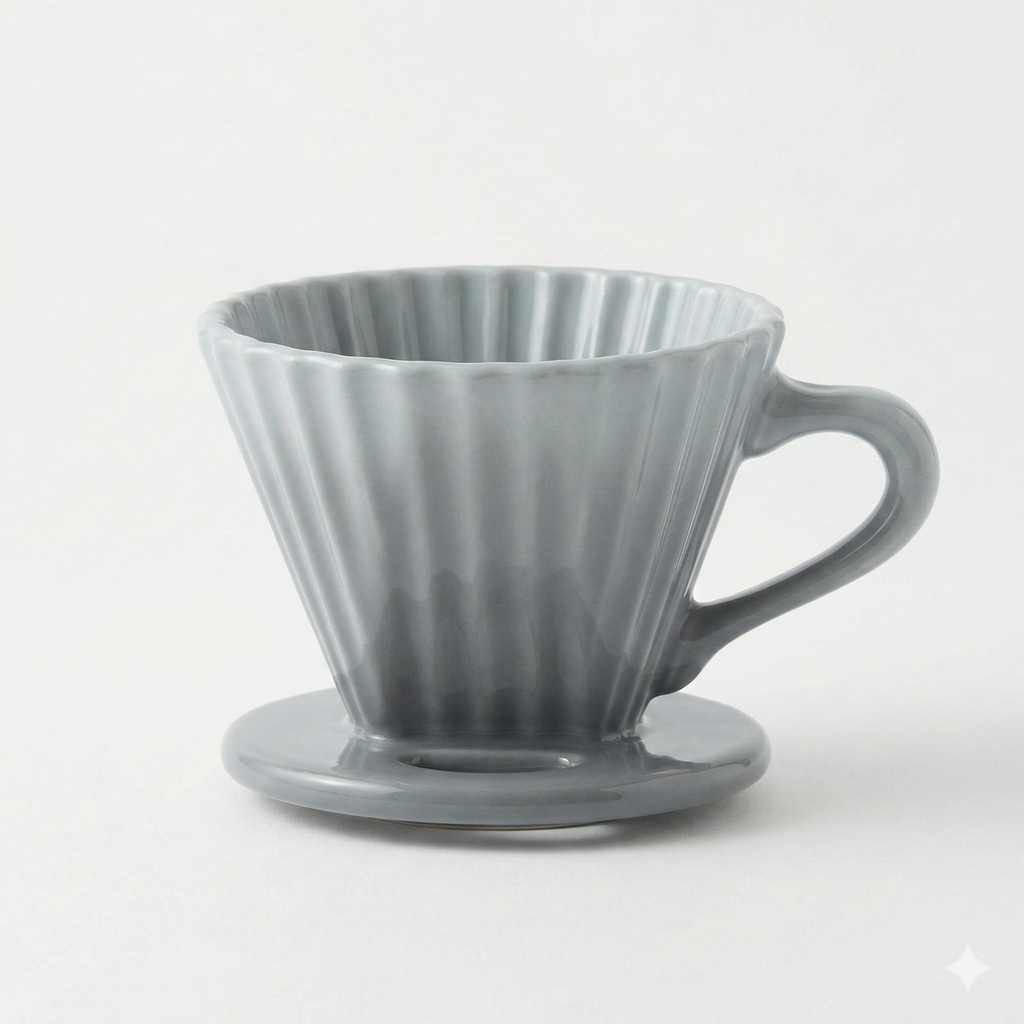 Chantal "Lotus" ceramic pour over coffee dripper, 8 ounces, Fade Grey