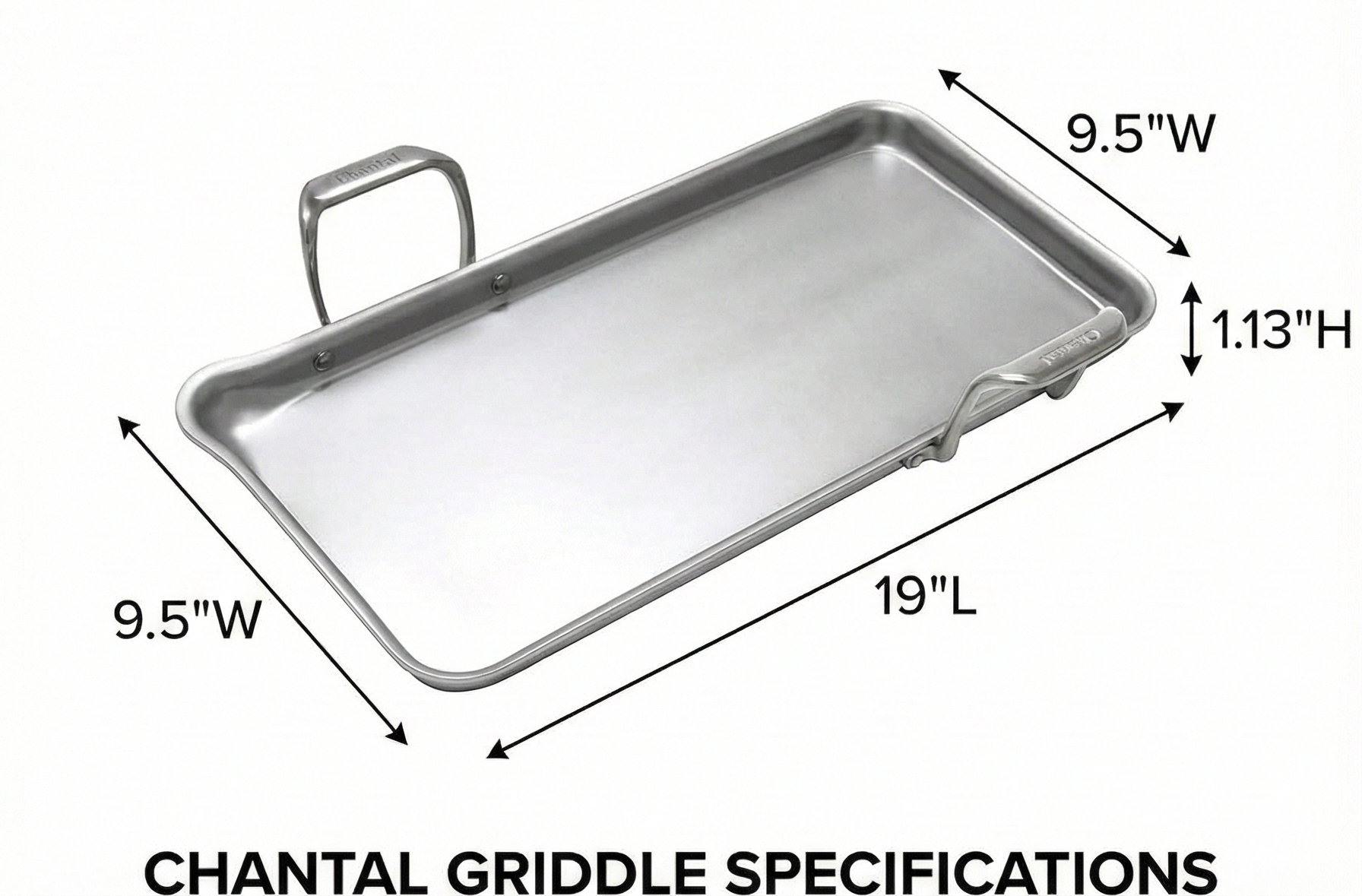 Chantal Stainless Steel Griddle, 19" x 9.5" (Brushed Stainless Steel)