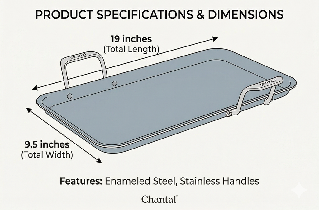 Chantal Stainless Steel Griddle, 19" x 9.5"