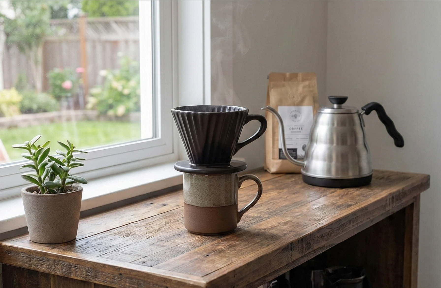 Chantal "Lotus" ceramic pour over coffee dripper, 8 Ounce, Matte Black