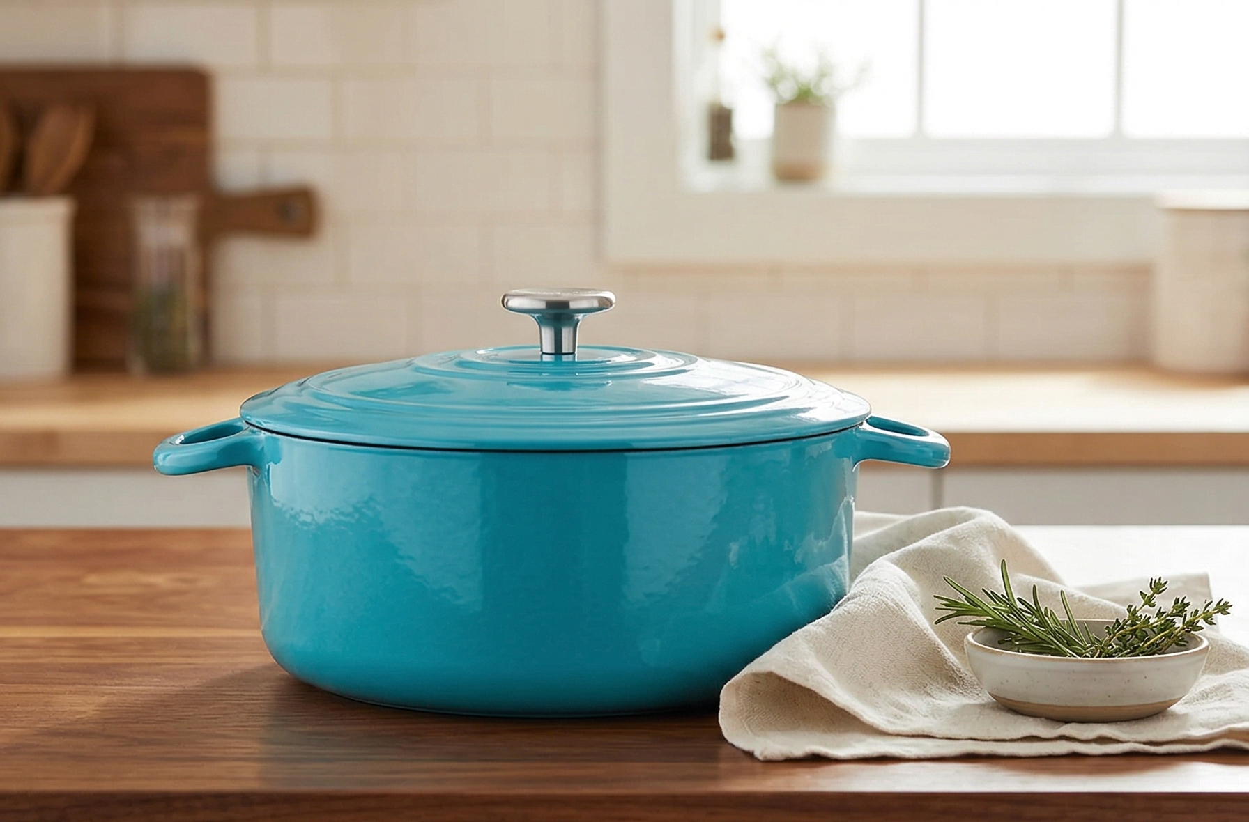 Chantal Cast Iron Dutch Oven, 7 qt, US Formulated Premium Enamel, Sea Blue