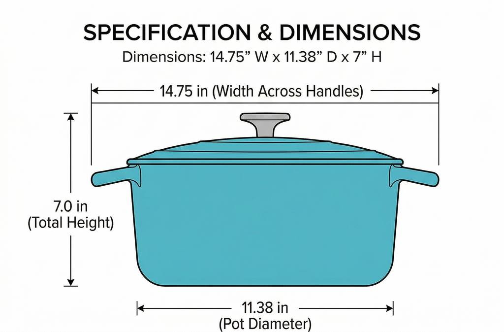 Chantal Cast Iron Dutch Oven, 7 qt, US Formulated Premium Enamel, Sea Blue
