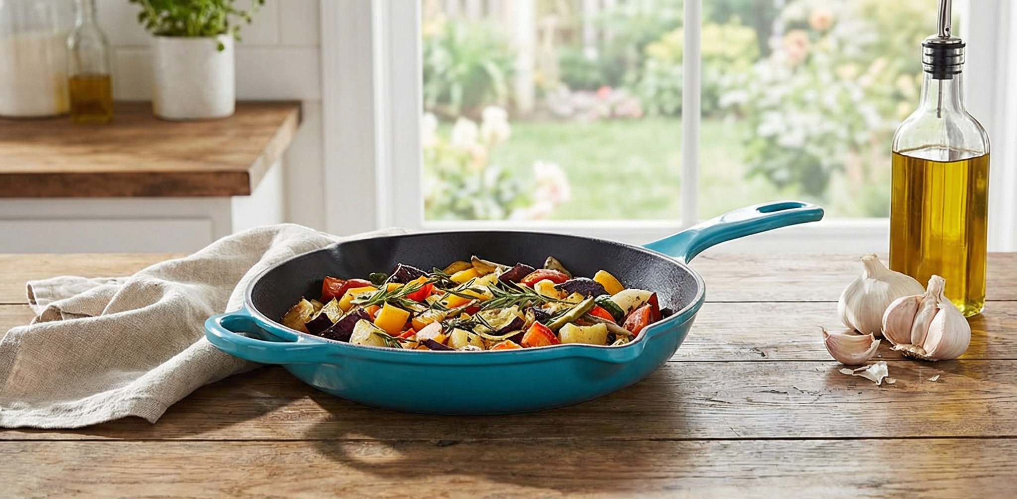 Chantal Enameled Cast Iron Cookware, 10 inch Skillet, Sea Blue